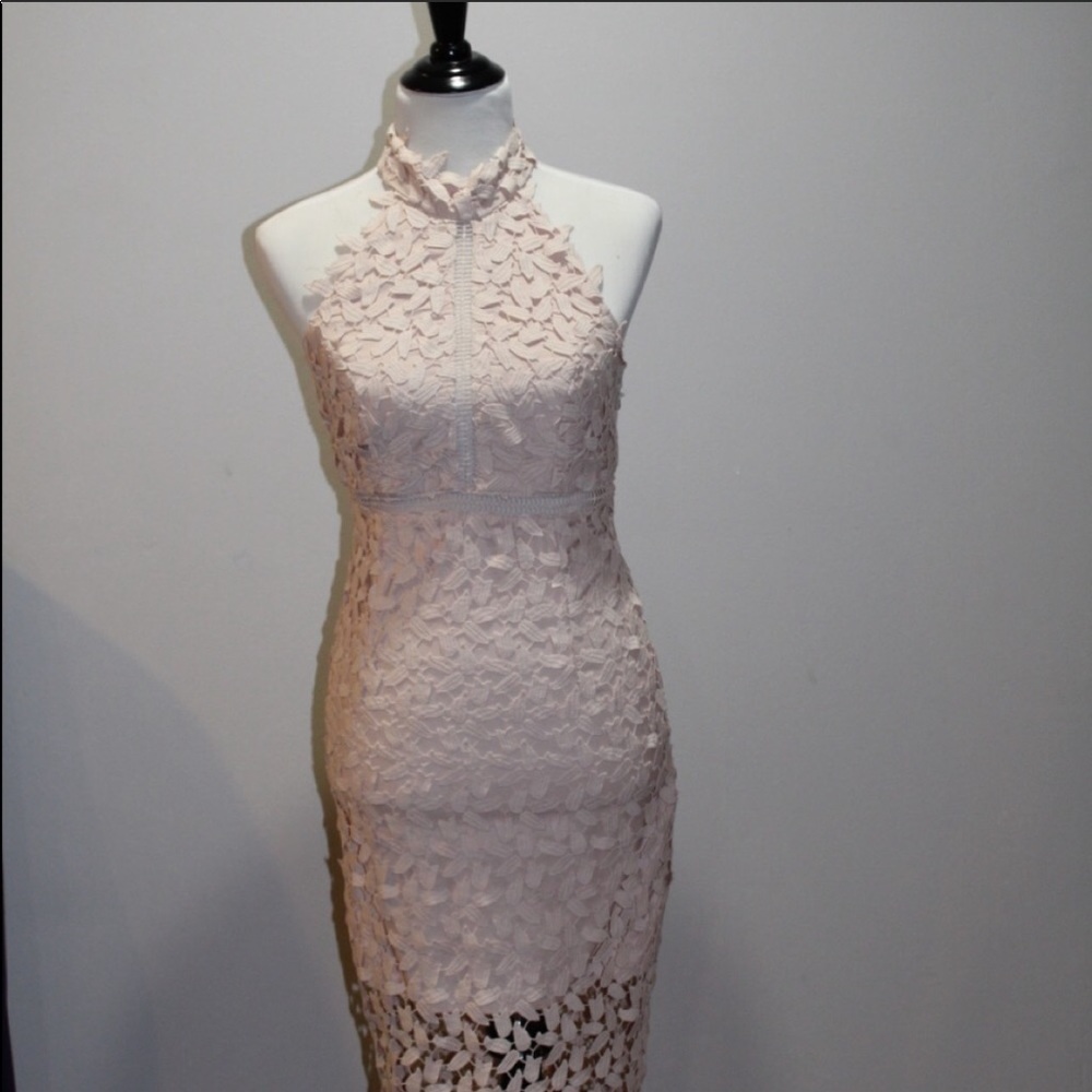 Elevate lace halter midi dress